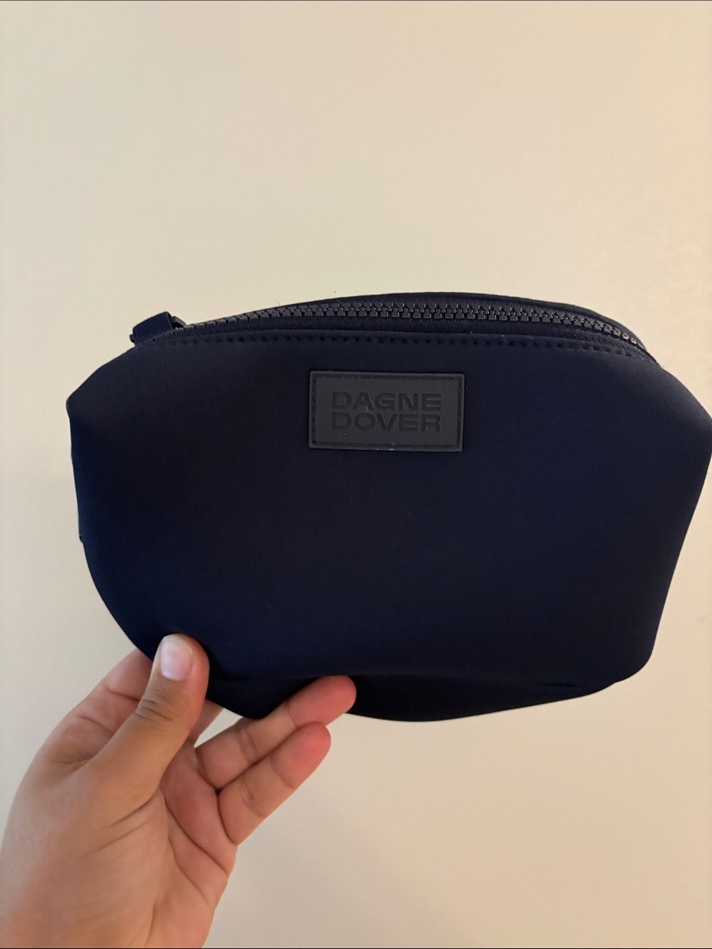 Dagne Dover Navy Neoprene Cosmetic Pouch Hunter toiletry bag small